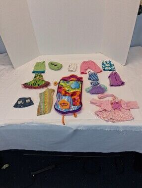 Groovy Girls Sleeping Bag + 13 Pc Doll Clothing Assorted Lot Dress Hat Skirt